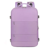 Purple multi-compartment backpack with water-resistant material and luggage strap – perfect for women on the go