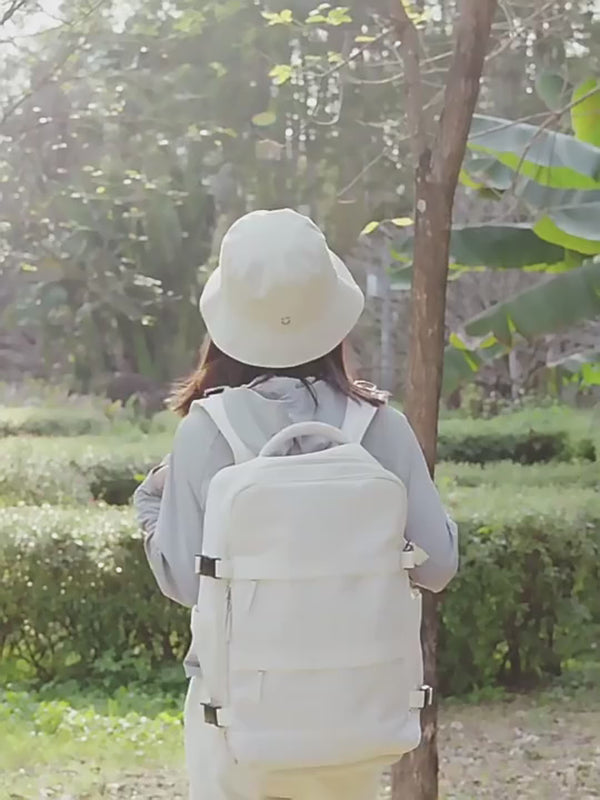 multi-compartment backpack with water-resistant material and luggage strap – perfect for women on the go
