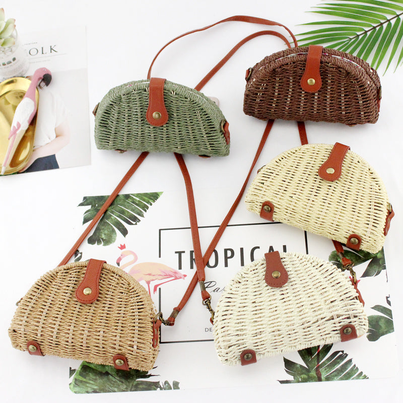 half moon straw shoulder bag for summer travel and beach style