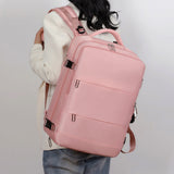 women’s large capacity travel backpack with laptop sleeve and wet/dry compartments